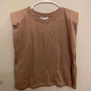 Zara Dark Taupe Muscle Tee, new with tags